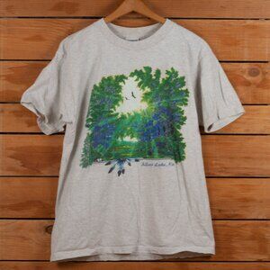 Vintage 90s Silver Lake, CA Nature Scene T-Shirt- Men's Large, Made In USA